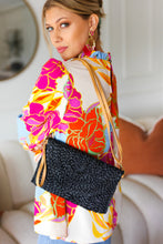 Load image into Gallery viewer, Black Raffia Woven Wrist Strap Clutch Bag
