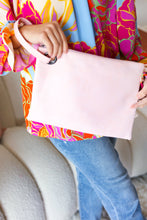 Load image into Gallery viewer, Blush Vegan Leather Handle Clutch Bag
