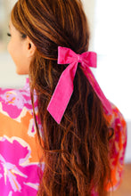 Load image into Gallery viewer, Electric Pink Velvet Barrette Clip Bow
