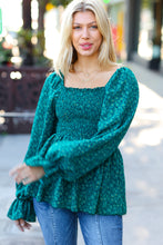 Load image into Gallery viewer, Always With You Teal Smocked Ditzy Floral Ruffle Top
