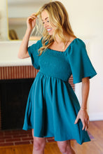 Load image into Gallery viewer, Feeling Playful Teal Smocked Flutter Sleeve Romper
