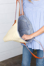 Load image into Gallery viewer, Cream Boho Raffia Woven Lined Large Tote Bag
