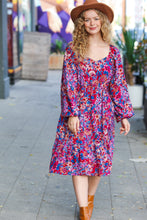 Load image into Gallery viewer, Take The Leap Magenta Floral Print Midi Dress
