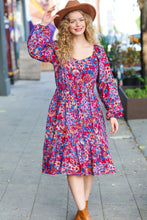 Load image into Gallery viewer, Take The Leap Magenta Floral Print Midi Dress
