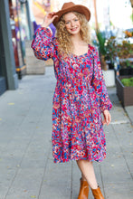 Load image into Gallery viewer, Take The Leap Magenta Floral Print Midi Dress
