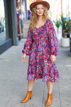 Load image into Gallery viewer, Take The Leap Magenta Floral Print Midi Dress
