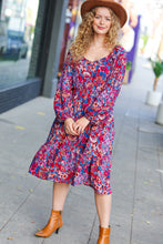 Load image into Gallery viewer, Take The Leap Magenta Floral Print Midi Dress
