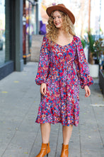 Load image into Gallery viewer, Take The Leap Magenta Floral Print Midi Dress
