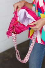 Load image into Gallery viewer, Fuchsia Canvas Frayed Designer Strap Crossbody
