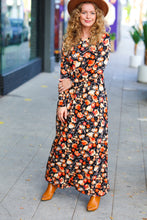 Load image into Gallery viewer, Diva Days Black Floral Long Sleeve Maxi Dress
