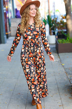 Load image into Gallery viewer, Diva Days Black Floral Long Sleeve Maxi Dress
