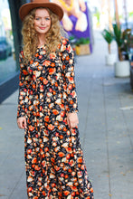 Load image into Gallery viewer, Diva Days Black Floral Long Sleeve Maxi Dress
