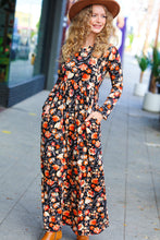 Load image into Gallery viewer, Diva Days Black Floral Long Sleeve Maxi Dress
