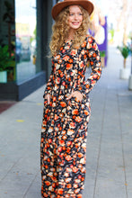 Load image into Gallery viewer, Diva Days Black Floral Long Sleeve Maxi Dress
