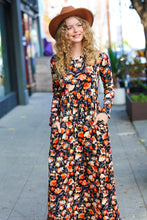 Load image into Gallery viewer, Diva Days Black Floral Long Sleeve Maxi Dress
