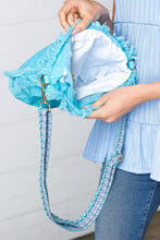 Load image into Gallery viewer, Artic Blue Canvas Frayed Designer Strap Crossbody
