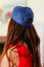 Load image into Gallery viewer, USA Red &amp; Blue Mesh Trucker Hat
