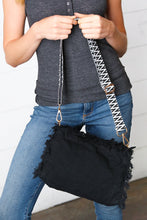 Load image into Gallery viewer, Black Canvas Frayed Designer Strap Crossbody
