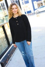 Load image into Gallery viewer, Better Than Ever Black Loose Knit Henley Button Sweater
