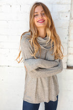 Load image into Gallery viewer, Beige Two Tone Hacci Cowl Neck Sweater Top
