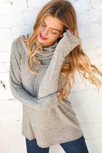 Load image into Gallery viewer, Beige Two Tone Hacci Cowl Neck Sweater Top
