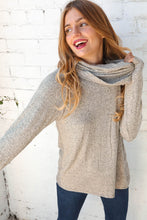 Load image into Gallery viewer, Beige Two Tone Hacci Cowl Neck Sweater Top
