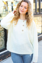 Load image into Gallery viewer, Better Than Ever Ivory Loose Knit Henley Button Sweater
