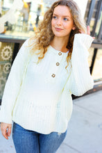 Load image into Gallery viewer, Better Than Ever Ivory Loose Knit Henley Button Sweater
