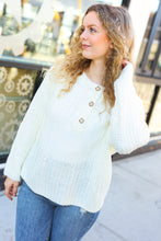 Load image into Gallery viewer, Better Than Ever Ivory Loose Knit Henley Button Sweater
