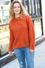 Load image into Gallery viewer, Better Than Ever Rust Loose Knit Henley Button Sweater
