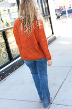 Load image into Gallery viewer, Better Than Ever Rust Loose Knit Henley Button Sweater
