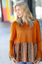 Load image into Gallery viewer, Autumn Days Rust Babydoll Paisley Bell Sleeve Top
