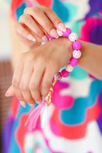 Load image into Gallery viewer, Hot Pink &quot;Mama&quot; Bauble Wristlet Tassel Keychain
