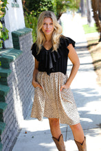 Load image into Gallery viewer, Two Fer Ruffle V Neck Leopard Woven Dress
