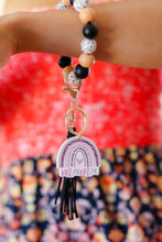 Load image into Gallery viewer, Black &amp; Tan &quot;Mama&quot; Bauble Wristlet Tassel Keychain
