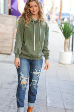 Load image into Gallery viewer, Know Yourself Olive Acid Wash Fleece Lined Hoodie
