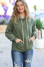 Load image into Gallery viewer, Know Yourself Olive Acid Wash Fleece Lined Hoodie
