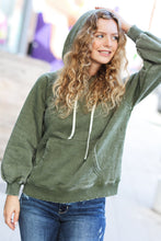 Load image into Gallery viewer, Know Yourself Olive Acid Wash Fleece Lined Hoodie
