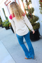 Load image into Gallery viewer, Give Joy Cranberry Ribbed Colorblock Button Down Shacket
