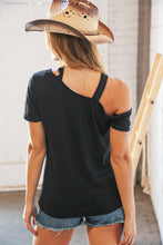 Load image into Gallery viewer, Black Cold Shoulder Keyhole Knit Top
