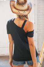 Load image into Gallery viewer, Black Cold Shoulder Keyhole Knit Top
