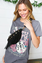 Load image into Gallery viewer, Black Faux Suede Fringe Convertible Fanny/Sling Bag
