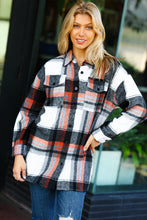 Load image into Gallery viewer, All On You Black &amp; Burnt Orange Flannel Button Down Shacket
