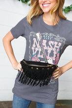 Load image into Gallery viewer, Black Faux Suede Fringe Convertible Fanny/Sling Bag
