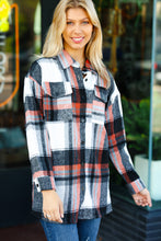 Load image into Gallery viewer, All On You Black &amp; Burnt Orange Flannel Button Down Shacket
