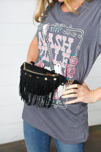 Load image into Gallery viewer, Black Faux Suede Fringe Convertible Fanny/Sling Bag
