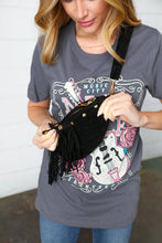 Load image into Gallery viewer, Black Faux Suede Fringe Convertible Fanny/Sling Bag
