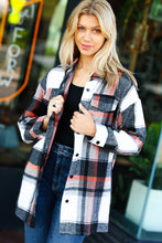 Load image into Gallery viewer, All On You Black &amp; Burnt Orange Flannel Button Down Shacket
