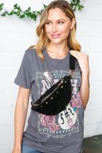 Load image into Gallery viewer, Black Faux Suede Fringe Convertible Fanny/Sling Bag
