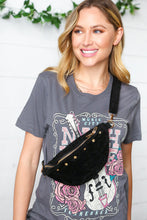 Load image into Gallery viewer, Black Faux Suede Fringe Convertible Fanny/Sling Bag
